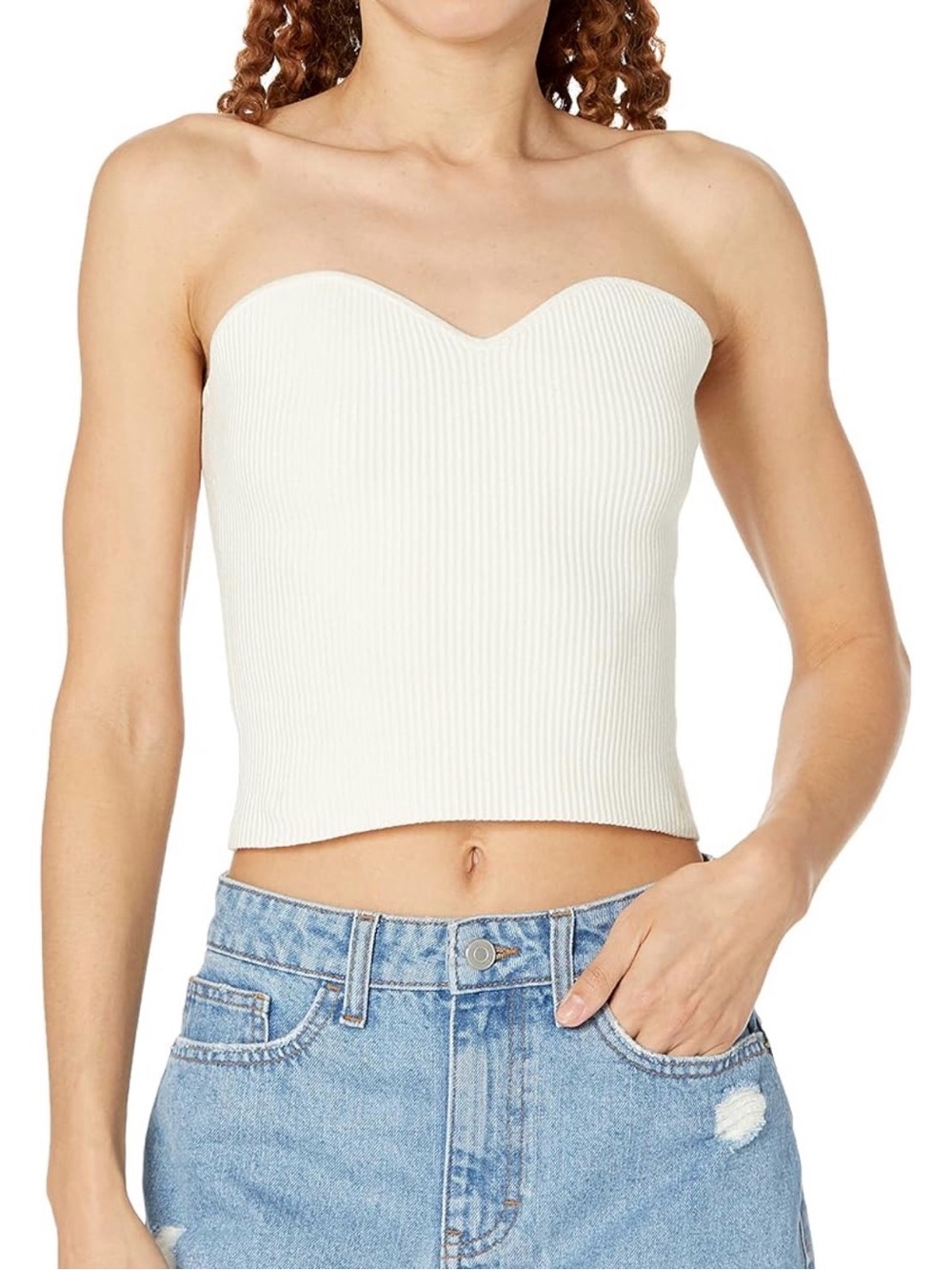 NWT The Drop Collette Strapless Cropped Tube Top Sweater Whisper White Medium